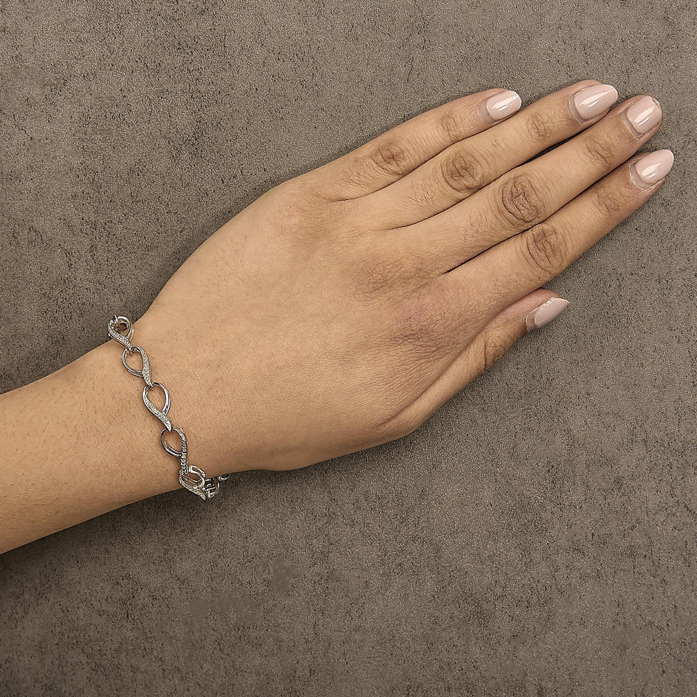 Sterling Silver 1/10 Cttw Diamond Accent Swirl Link Bracelet