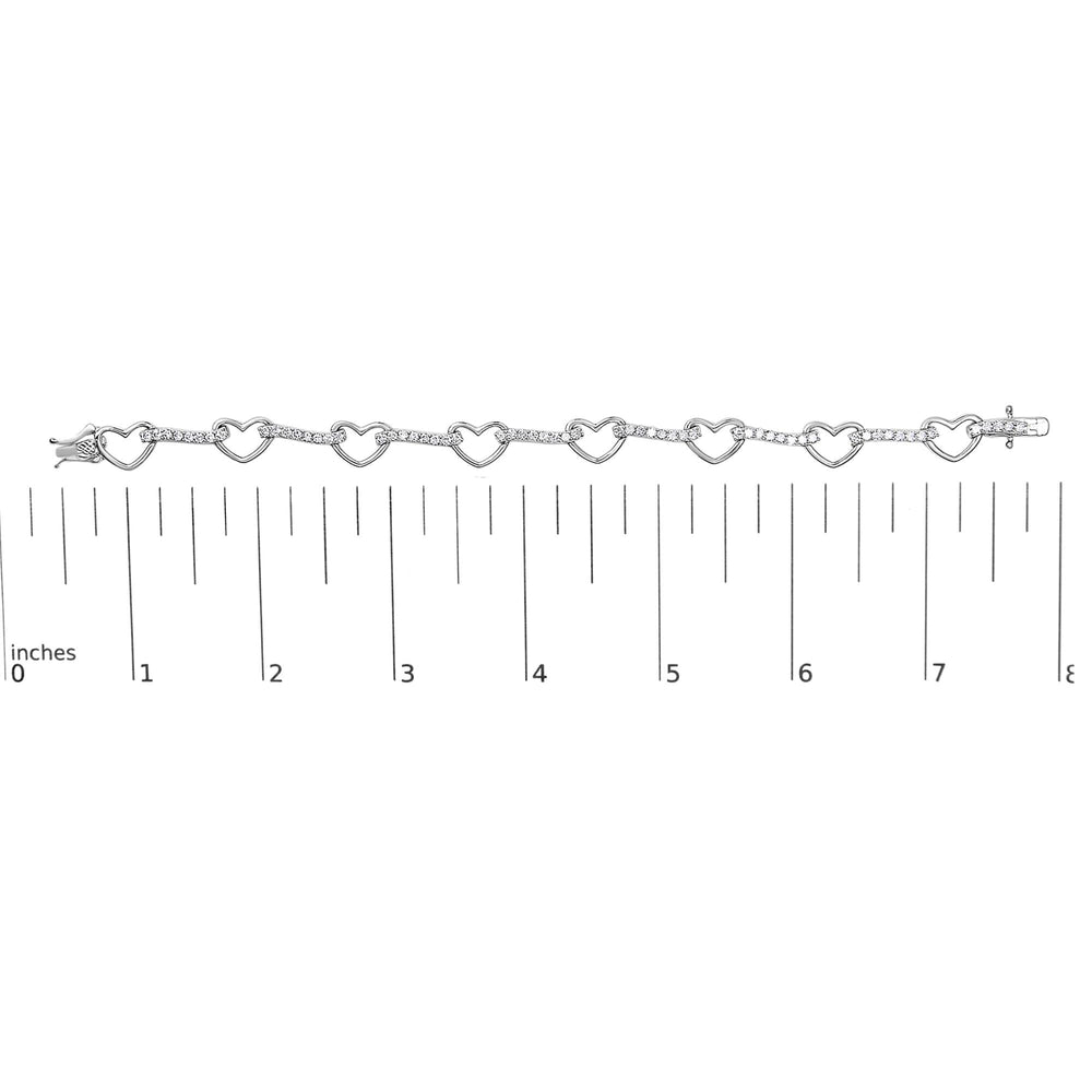 10K White Gold 2.0 Cttw Diamond Heart Link Bracelet