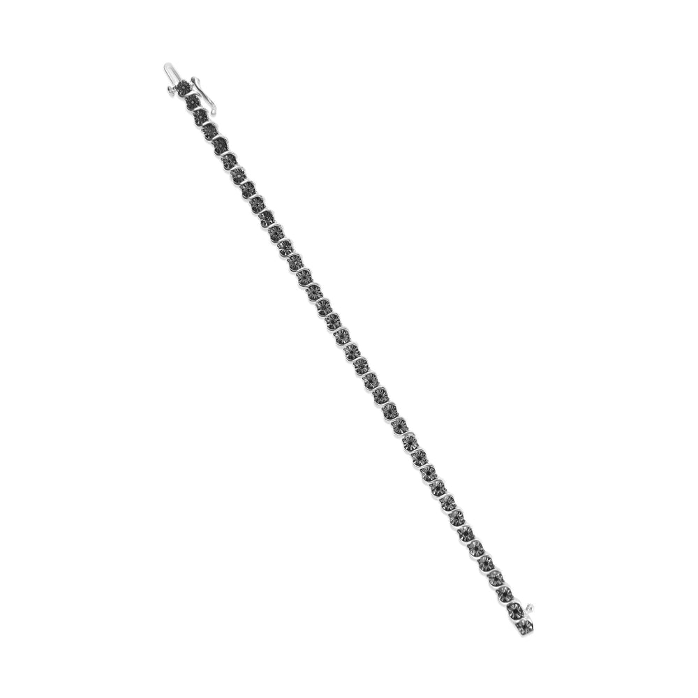 .925 Sterling Silver 1/4 Cttw Treated Black Diamond Tennis 7" Inches Bracelet (Black Color, I3 Quality)