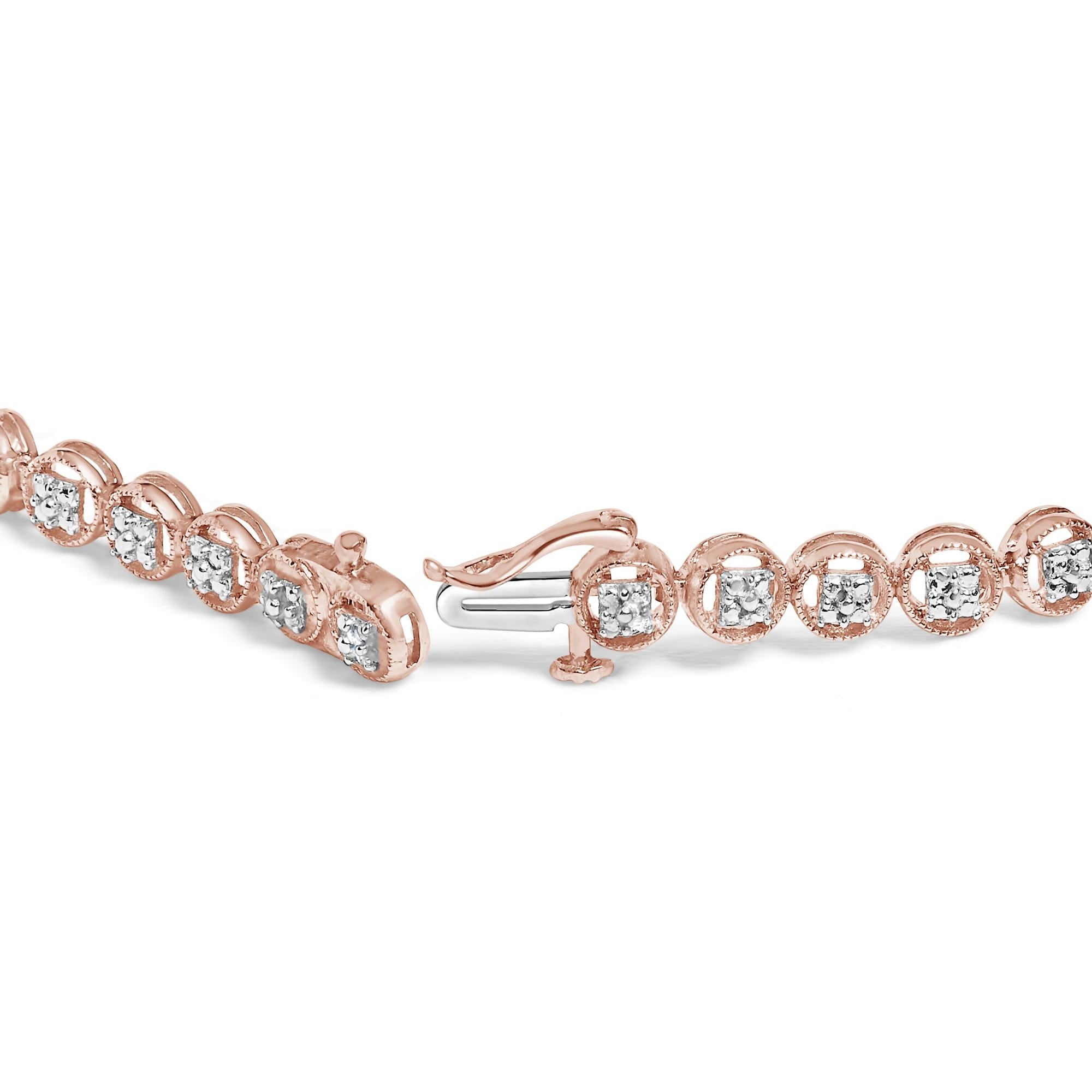 .925 Sterling Silver 1/10 Cttw Diamond Open Circle Wheel Link 7" Tennis Bracelet (I-J Color, I2-I3 Clarity)