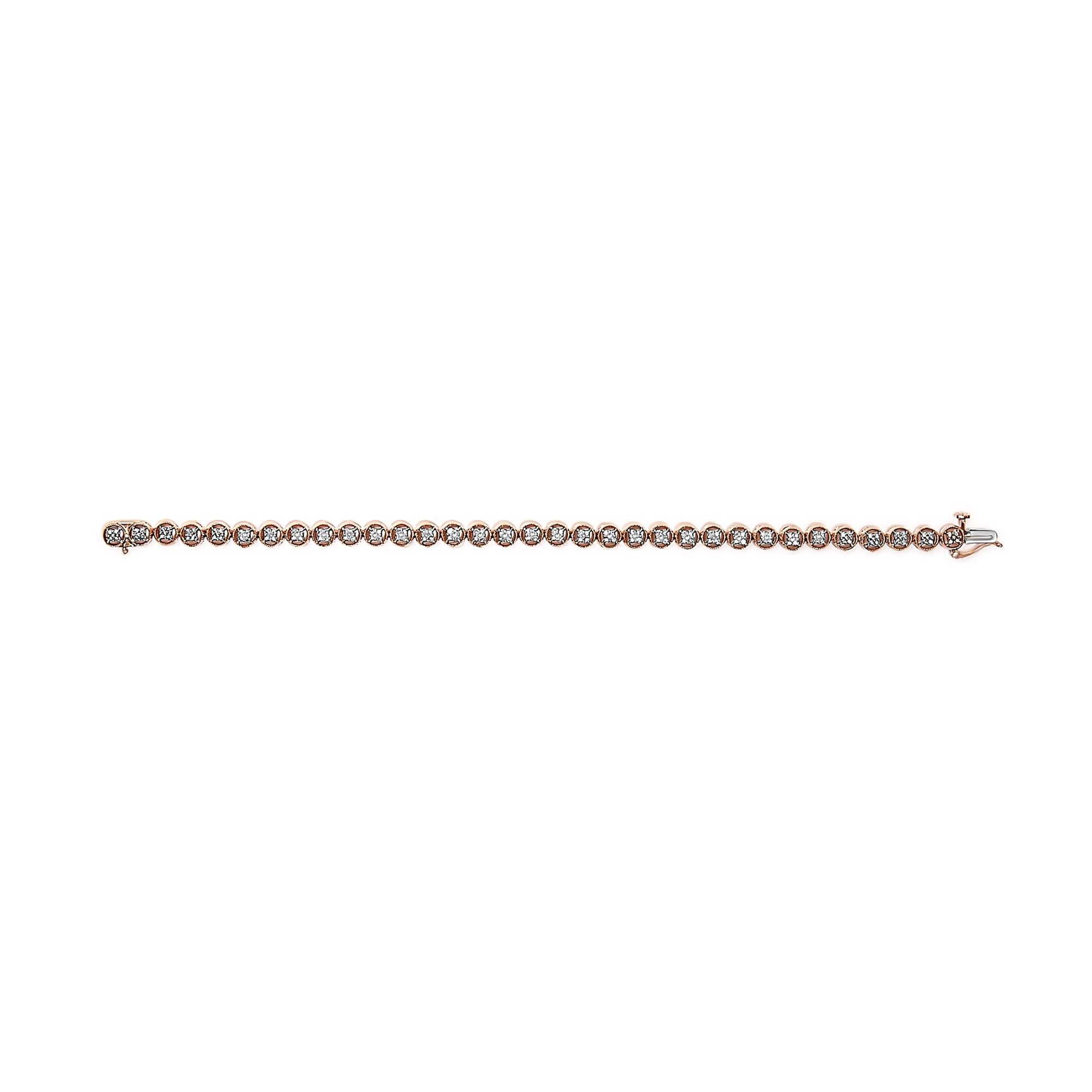 .925 Sterling Silver 1/4 Cttw Diamond 7" Open Circle Wheel Link Tennis Bracelet (I-J Color, I2-I3 Clarity)