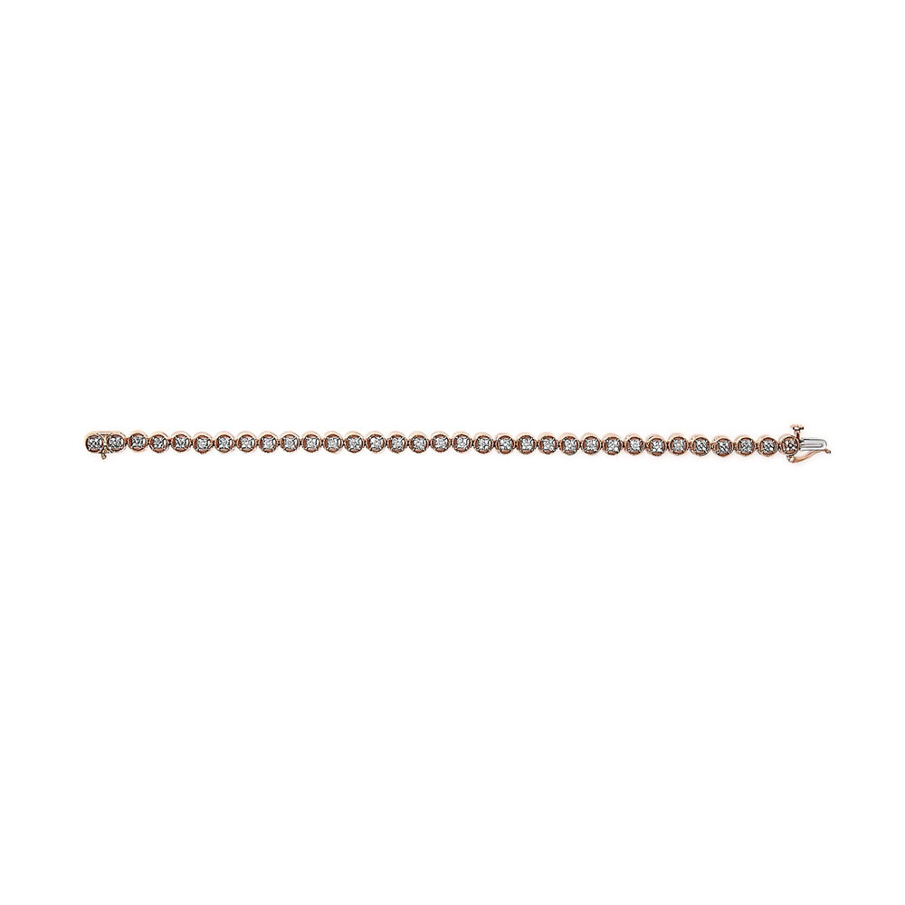 .925 Sterling Silver 1/4 Cttw Diamond 7" Open Circle Wheel Link Tennis Bracelet (I-J Color, I2-I3 Clarity)
