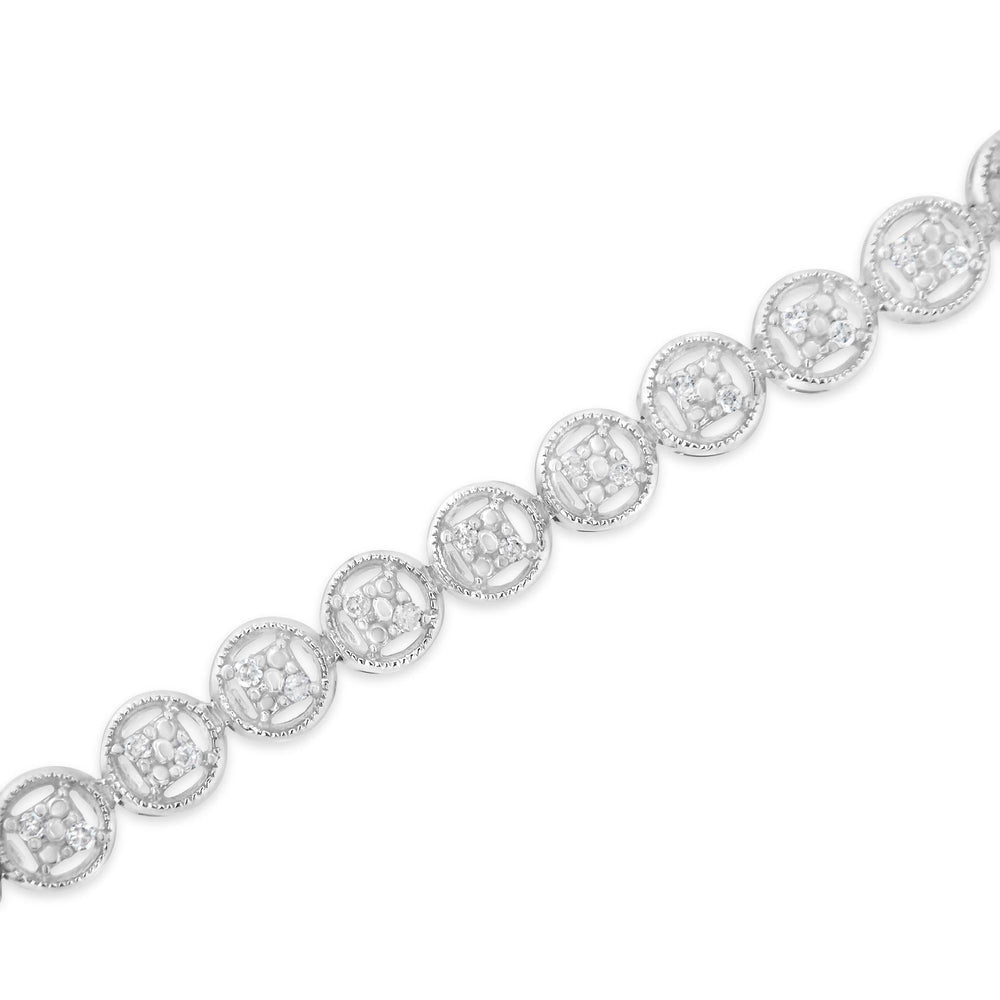 .925 Sterling Silver 1/4 Cttw Diamond 7" Open Circle Wheel Link Tennis Bracelet (I-J Color, I2-I3 Clarity)