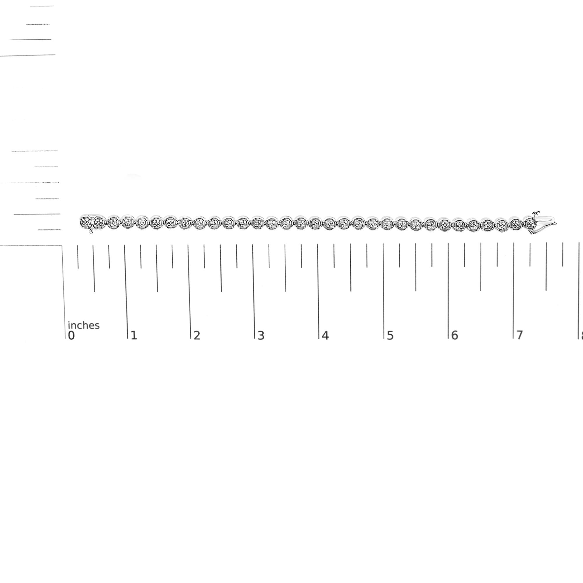 .925 Sterling Silver 1/4 Cttw Diamond 7" Open Circle Wheel Link Tennis Bracelet (I-J Color, I2-I3 Clarity)