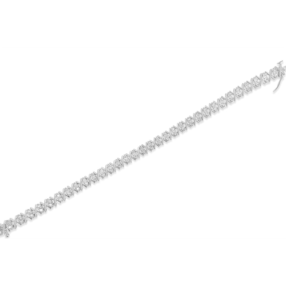 .925 Sterling Silver 1.0 Cttw Diamond Miracle-Set X-Link 7" Tennis Bracelet (I-J Color, I3 Clarity)