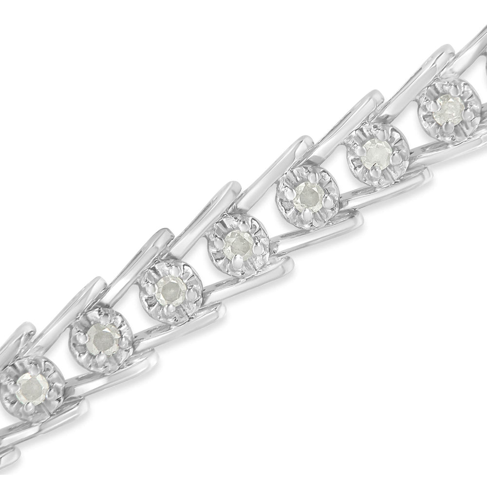 Sterling Silver Rose-cut Diamond Wave link Bracelet (1 cttw, I-J Color, I3 Clarity)