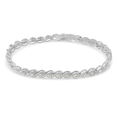 .925 Sterling Silver 2 cttw Miracle Plate Set Diamond Spiral Link Bracelet (I-J Color, I3 Clarity) -7"