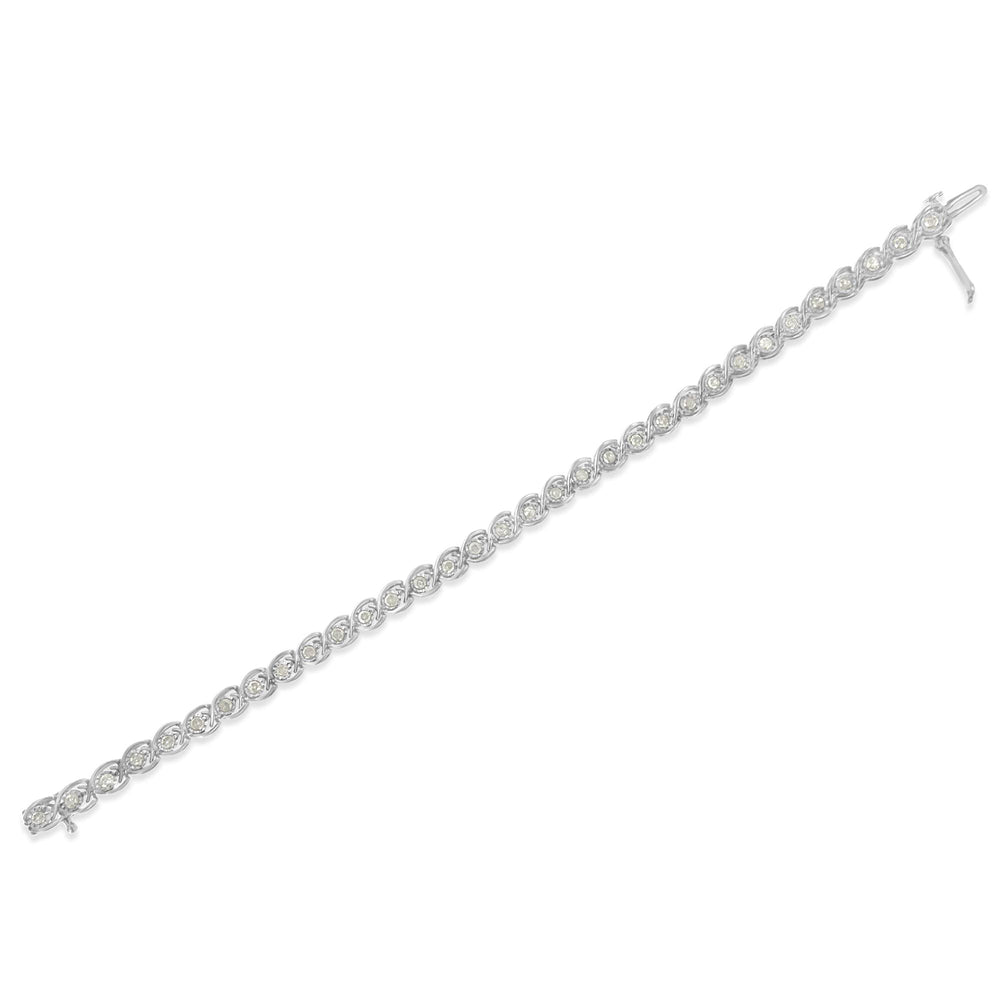 .925 Sterling Silver 2 cttw Miracle Plate Set Diamond Spiral Link Bracelet (I-J Color, I3 Clarity) -7"