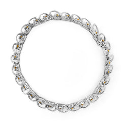 .925 Sterling Silver 3/4 Cttw Yellow Diamond Illusion Plate Looped Link Bracelet