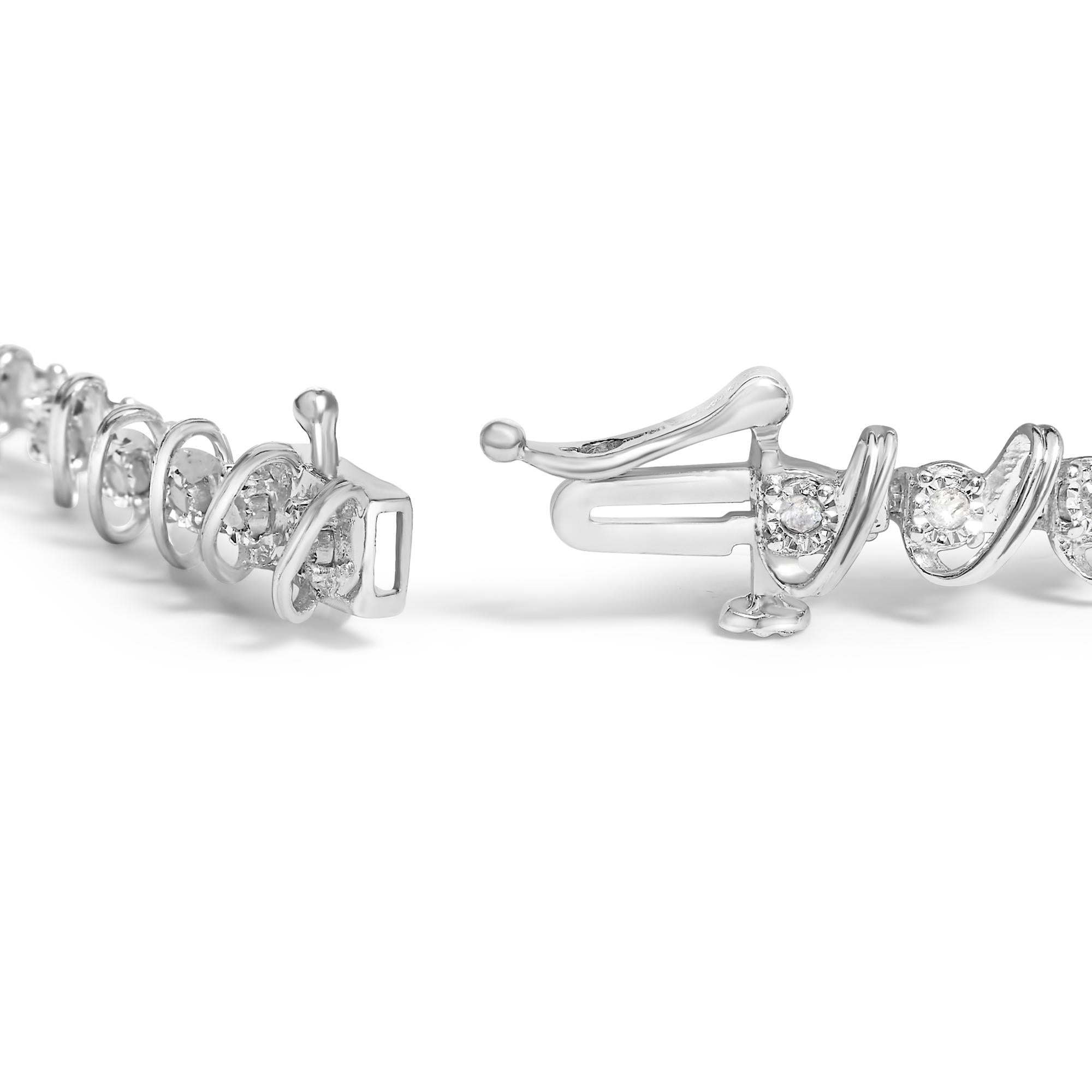 .925 Sterling Silver 1/2 Cttw Diamond Miracle-Set 7" Tennis Bracelet (I-J Color, I3 Clarity)