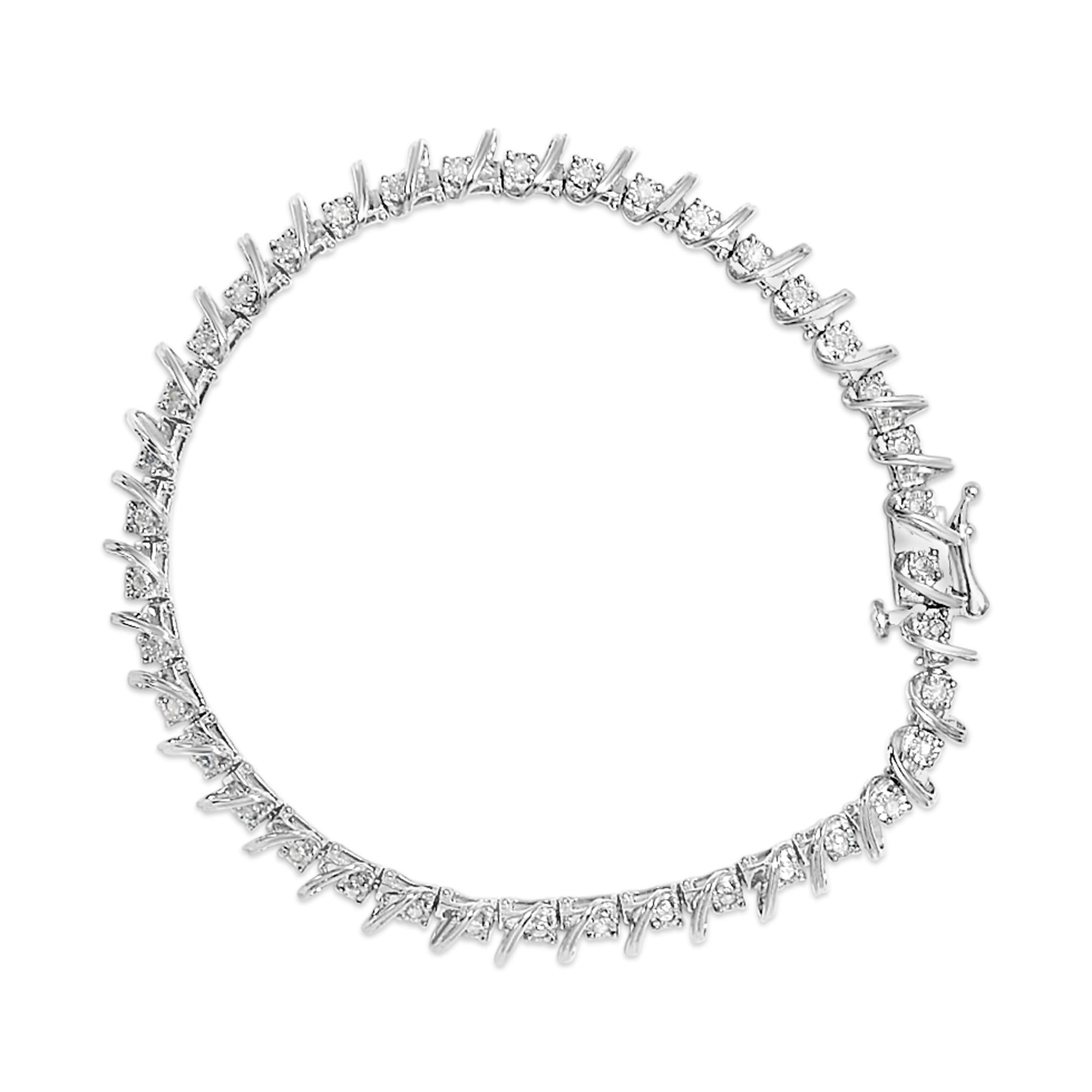 .925 Sterling Silver 1/2 Cttw Diamond Miracle-Set 7" Tennis Bracelet (I-J Color, I3 Clarity)
