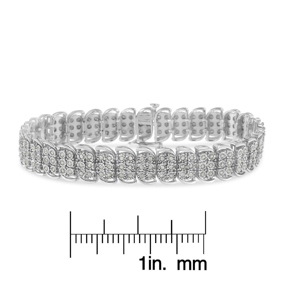 .925 Sterling-Silver 2.0 Cttw Miracle Set Diamond 3 Row S Curve Line Tennis Bracelet (I-J Color, I3 Clarity) -7.25"