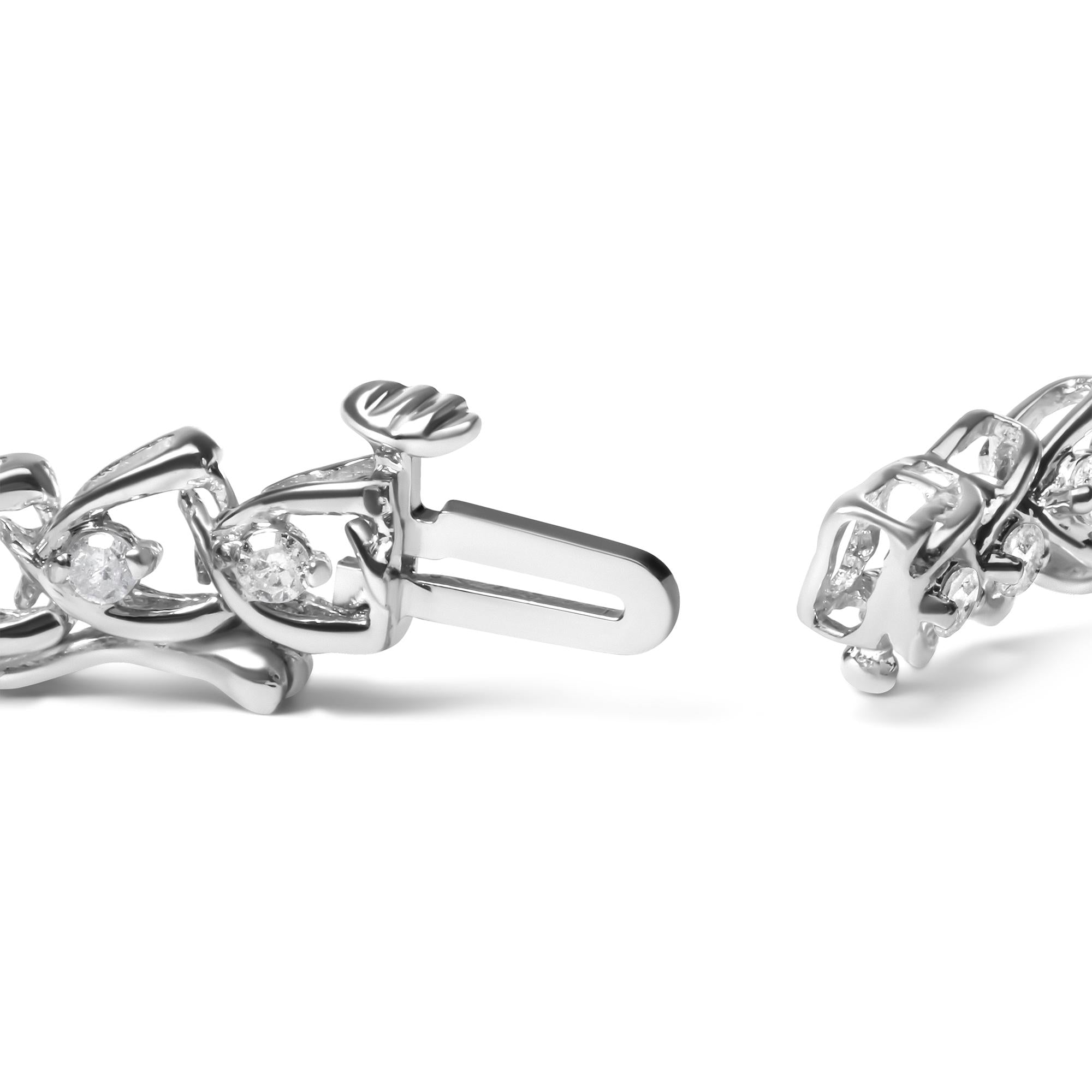 .925 Sterling Silver 1.00 Cttw Diamond C-Shaped Link Bracelet (I-J Color, I3 Clarity)