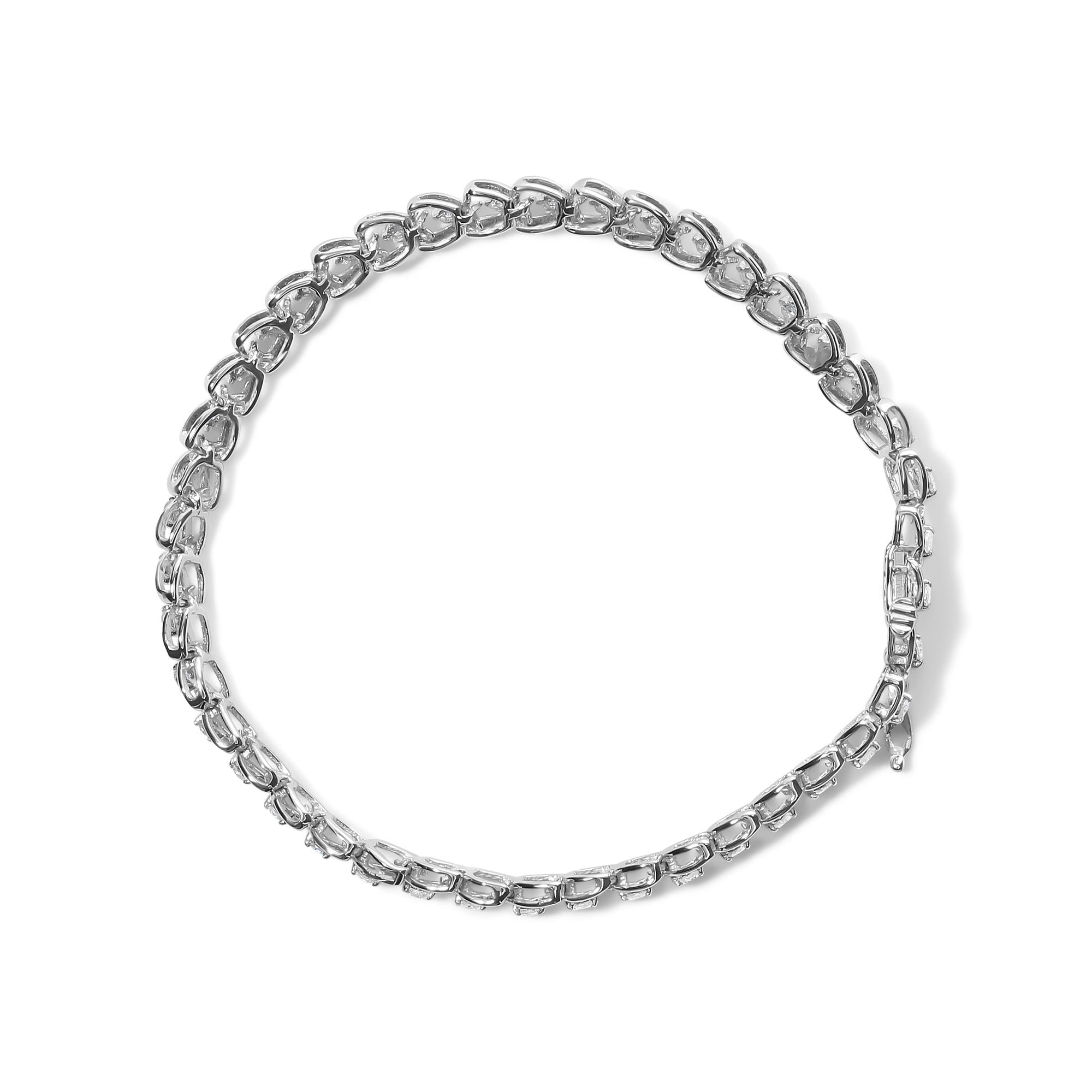 .925 Sterling Silver 1.00 Cttw Diamond C-Shaped Link Bracelet (I-J Color, I3 Clarity)