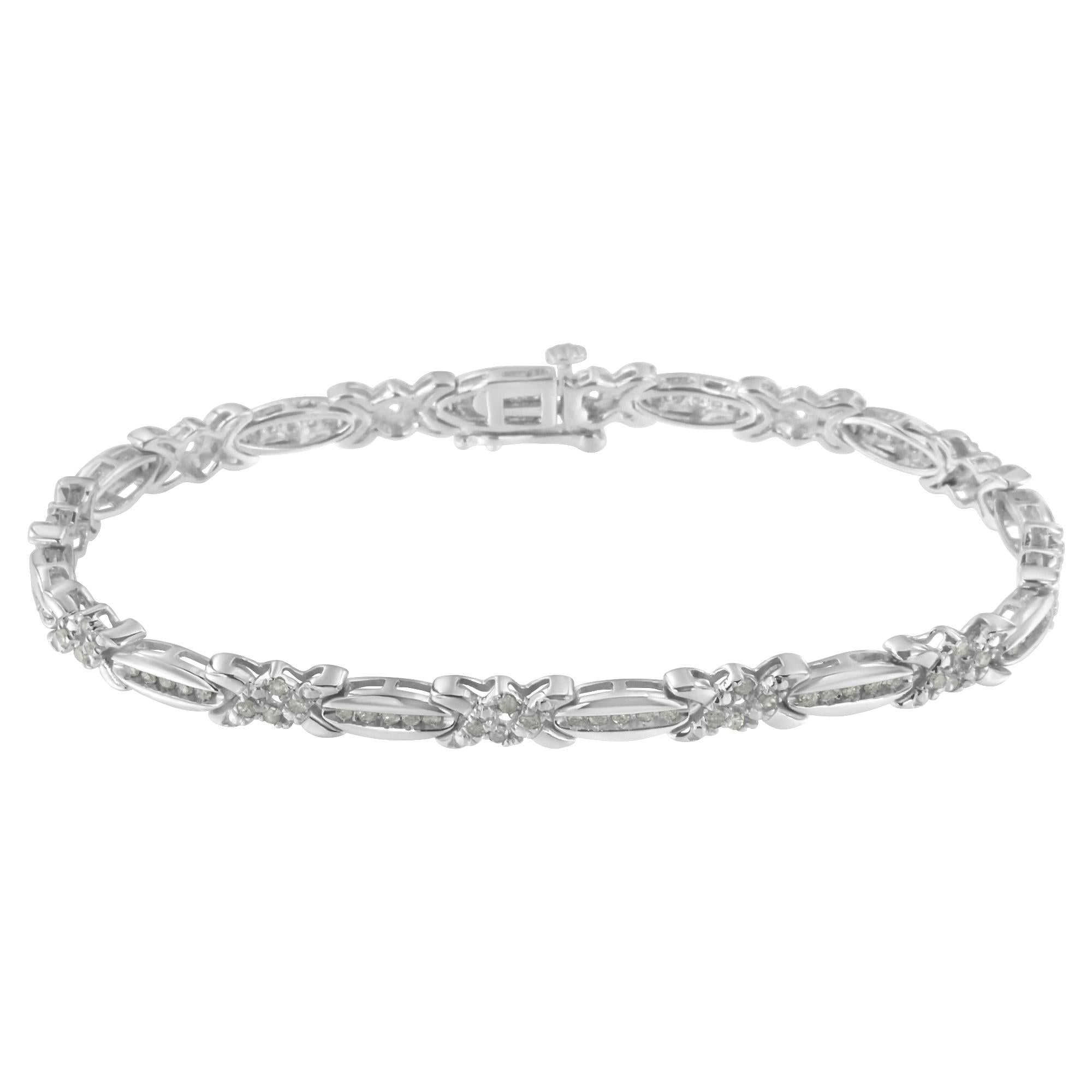 Sterling Silver Diamond X-Link Tennis Bracelet (1 cttw, I-J Color, I3 Clarity)