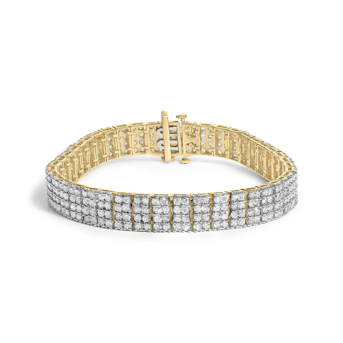 IGI Certified 14K Yellow Gold Plated Sterling Silver 10.0 Cttw Diamond 4 Row Tennis Bracelet