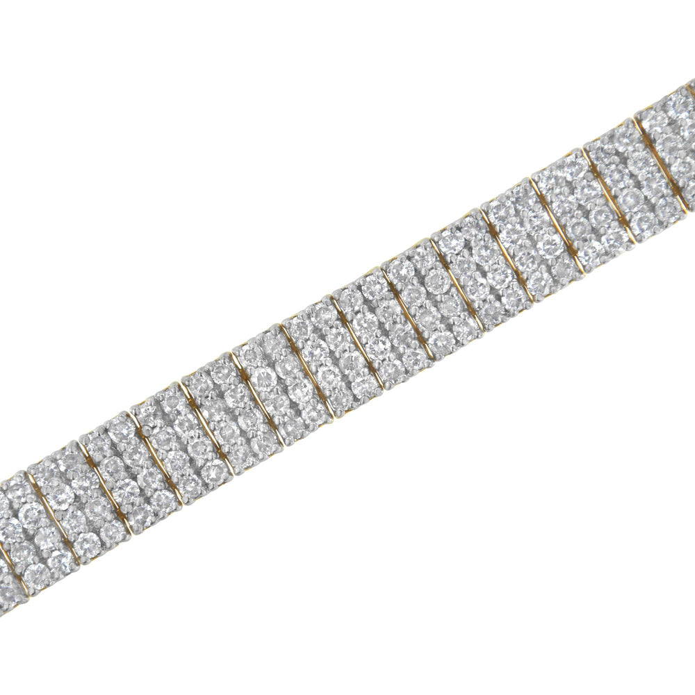 IGI Certified 14K Yellow Gold Plated Sterling Silver 10.0 Cttw Diamond 4 Row Tennis Bracelet