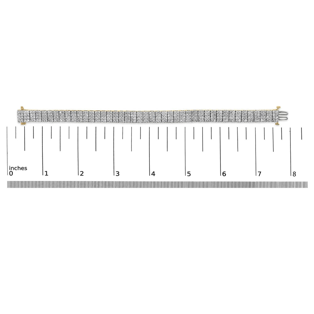 IGI Certified 14K Yellow Gold Plated Sterling Silver 10.0 Cttw Diamond 4 Row Tennis Bracelet