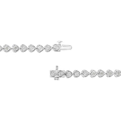 .925 Sterling Silver 1/3 Cttw Miracle-Set Diamond Heart Link Bracelet (I-J Color, I2-I3 Clarity) - 7.25"