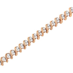 14KT Rose Gold Plated Sterling Silver Diamond S Link Tennis Bracelet (2 cttw, J-K Color, I1-I2 Clarity) - Size 7.5"