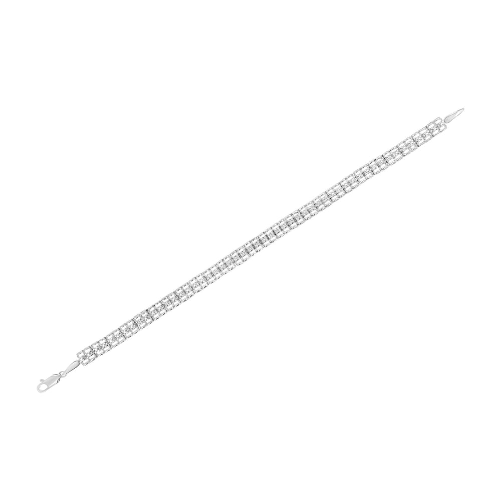 .925 Sterling Silver 1/10 Cttw Diamond Double-Link 7" Rolex Tennis Bracelet (I-J Color, I3 Clarity) - 7.25"