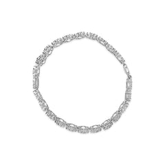 .925 Sterling Silver 2.0 cttw Diamond 7 Stone Floral Cluster Link Bracelet (I-J Color, I3 Clarity) -7.25"