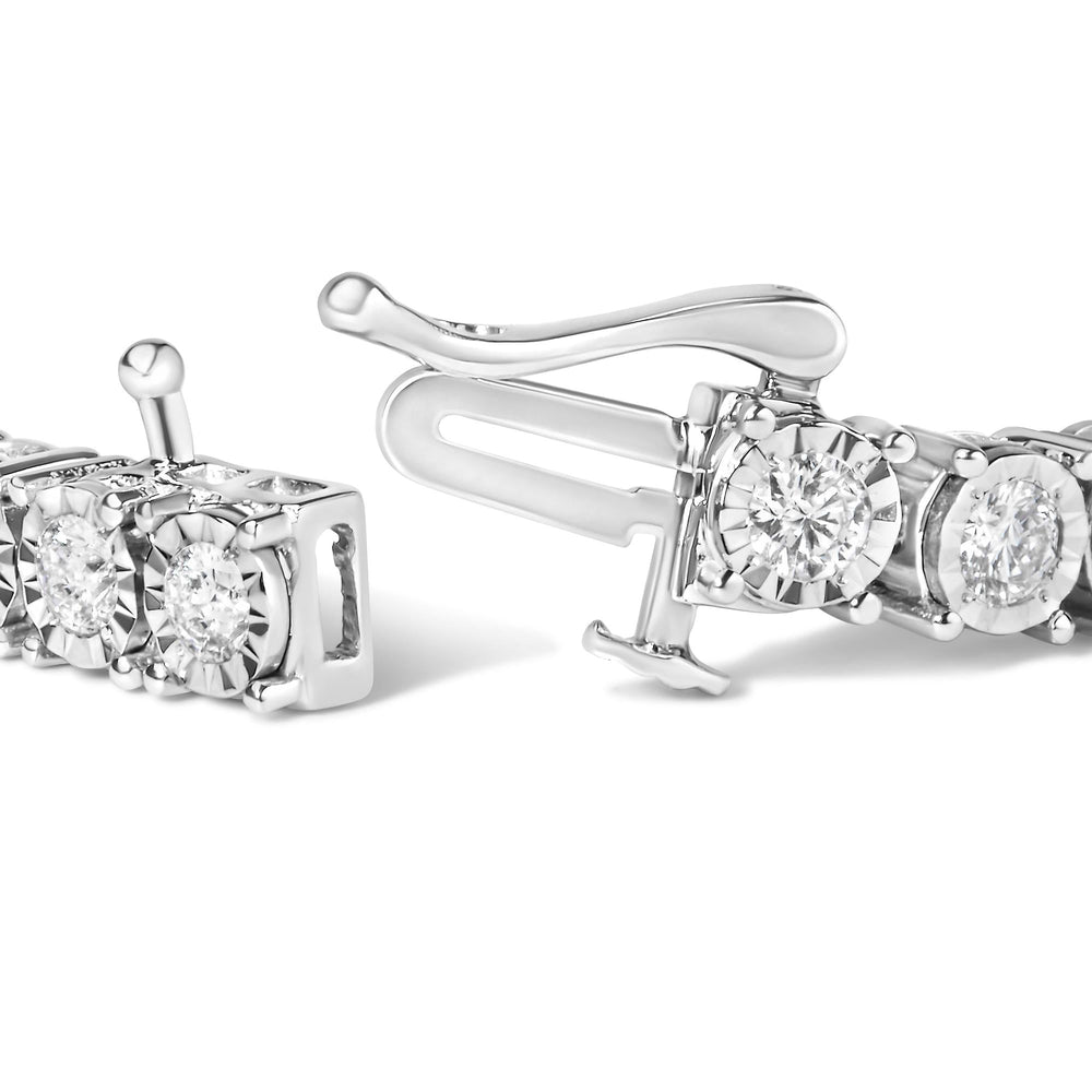 .925 Sterling Silver 3.0 Cttw Diamond Illusion-Set Miracle Plate Tennis Bracelet (I-J Color, I3 Clarity) - 7"