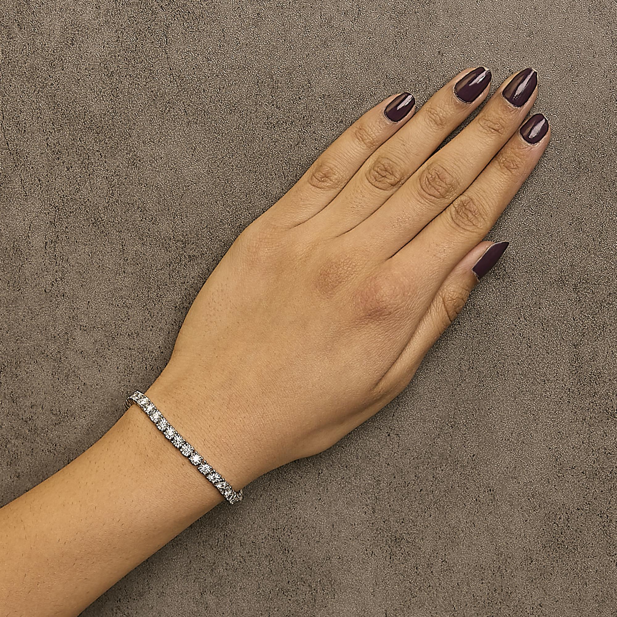 14K White Gold 3.0 Cttw Lab Grown Diamond Illusion-Set Miracle Plate Tennis Bracelet (F-G Color, VS1-VS2 Clarity) - Size 7.25"