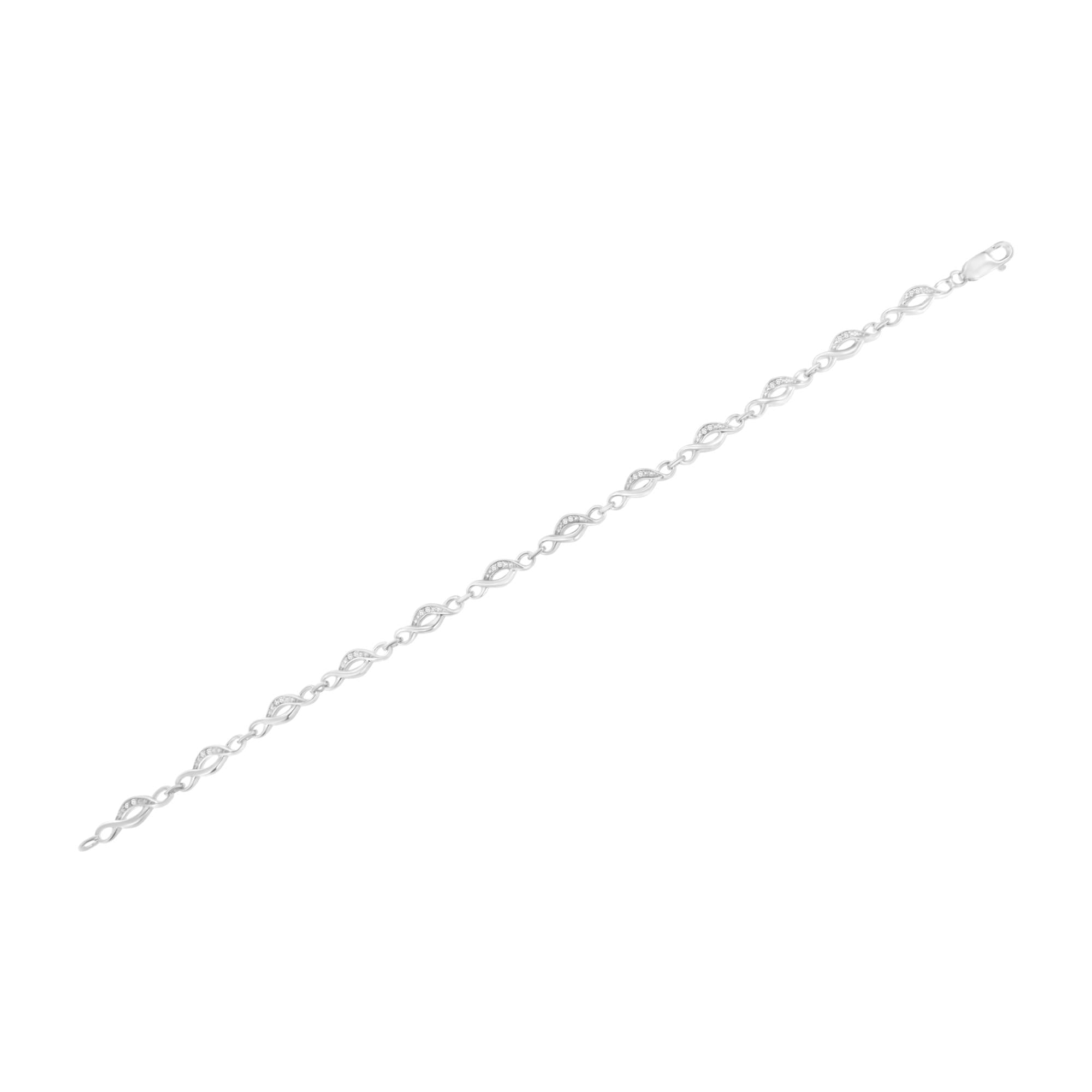 .925 Sterling Silver Prong Set Round-Cut Diamond Accent Infinity Link Bracelet (I-J Color, I2-I3 Clarity) - Size 7.25"