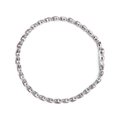 .925 Sterling Silver Bezel Set Pear Shaped Lab Created Pink Ruby Link Bracelet (AAA+ Quality) - Size 7.25"