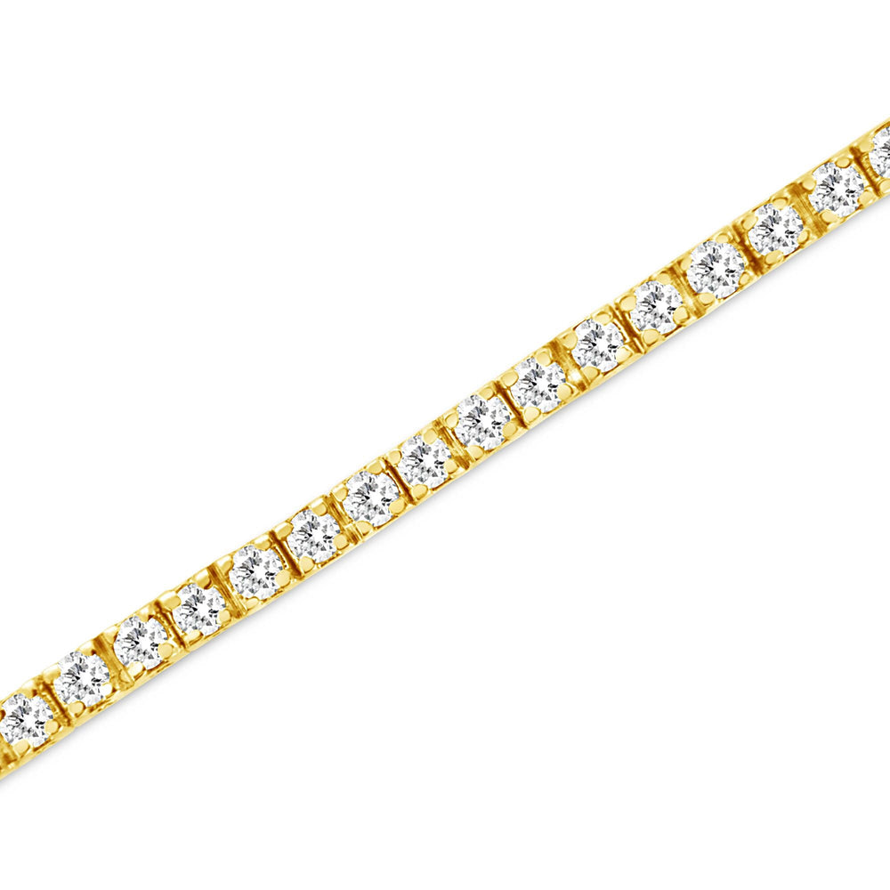 14K Yellow Gold Plated .925 Sterling Silver 2.0 Cttw Diamond Classic Link Tennis Bracelet (K-L Color, I2-I3 Clarity) - 7-1/4"