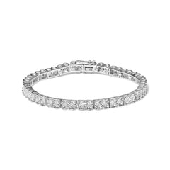 .925 Sterling Silver 1/10 Cttw Miracle Set Diamond Double Box Link Tennis Bracelet (I-J Color, I2-I3 Clarity) - Size 7.25"