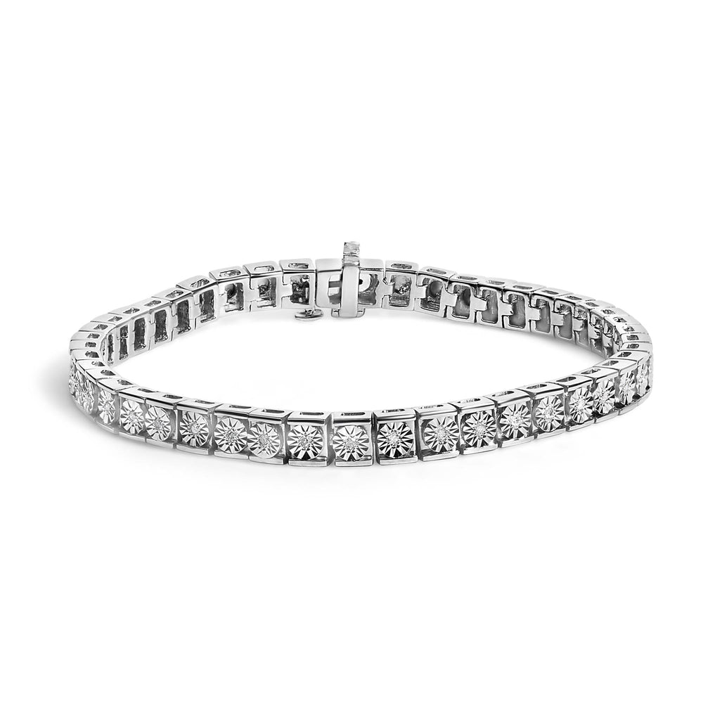 .925 Sterling Silver Miracle Set Diamond Accent Classic Tennis Bracelet (I-J Color, I2-I3 Clarity) - 7.25"