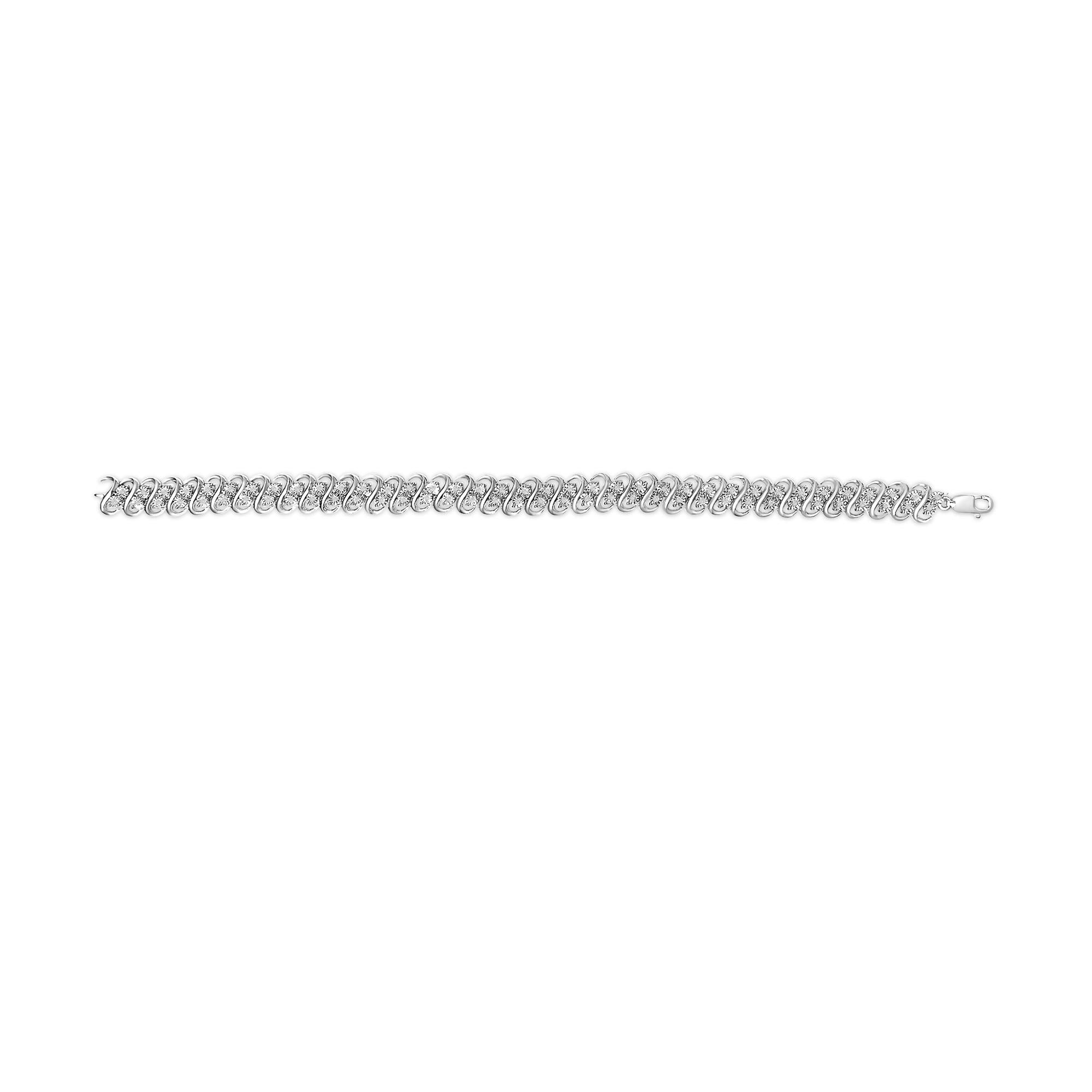 .925 Sterling Silver 1/2 Cttw Diamond Double Row S-Link Bracelet