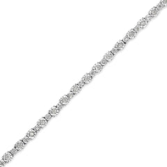 .925 Sterling Silver 1.00 Cttw Round Diamond Miracle-Set Link Bracelet (I-J Color, I3-Promo Clarity) - 7.25"