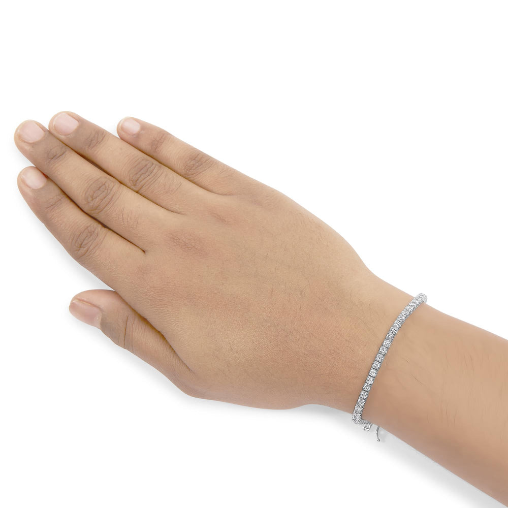 14K White Gold Classic Lab-Grown Diamond Tennis Bracelet (F-G Color, VS2-SI1 Clarity) - 7" Inches