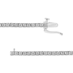 14K White Gold 1.0 Cttw Miracle Set Round-Cut Lab Grown Diamond Illusion Tennis Bracelet (F-G Color, VS2-SI1 Clarity) Size 7"