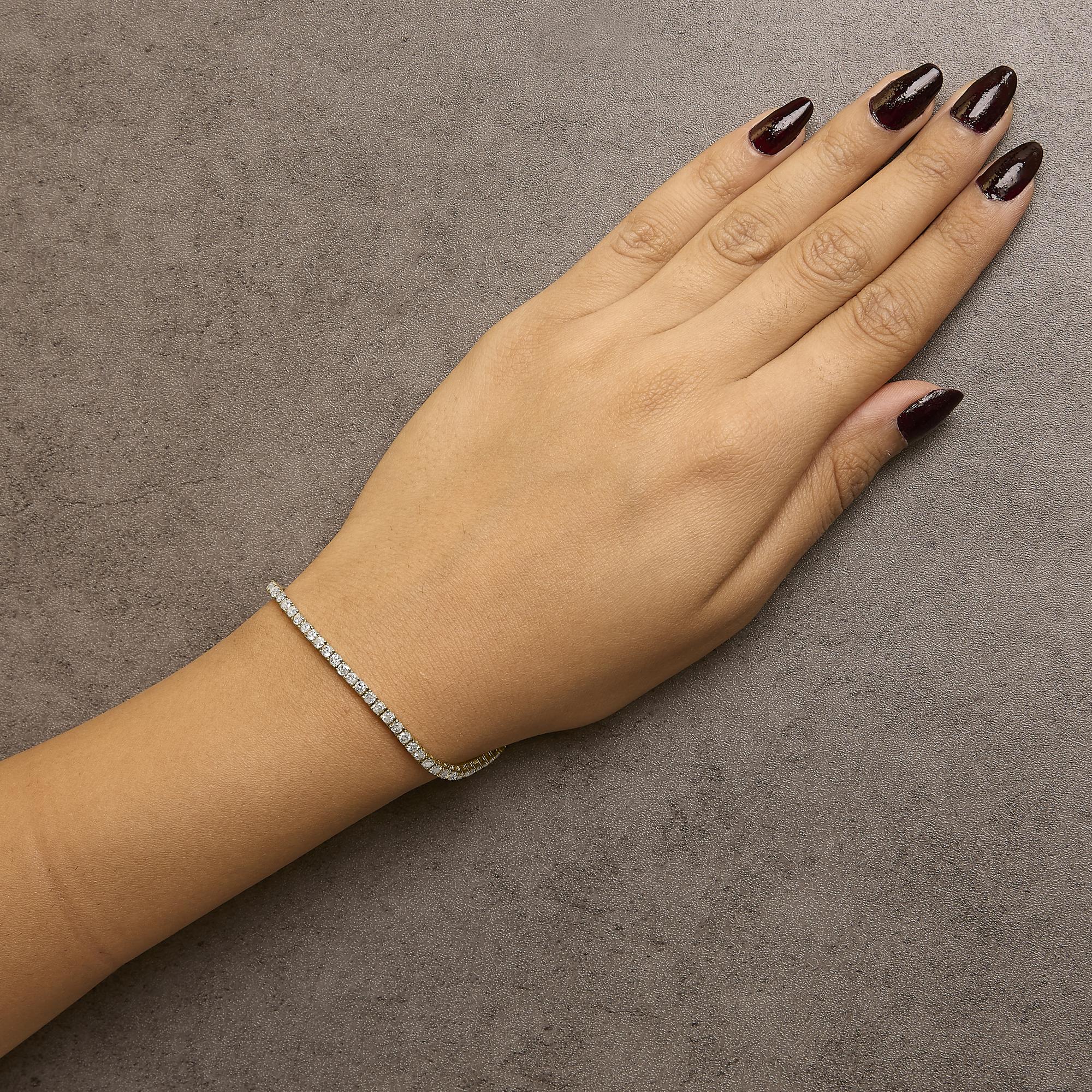 10K Yellow Gold 4.0 Cttw Natural Diamond Tennis Bracelet (K-L Color, I2-I3 Clarity)  - 7.25 " Inches