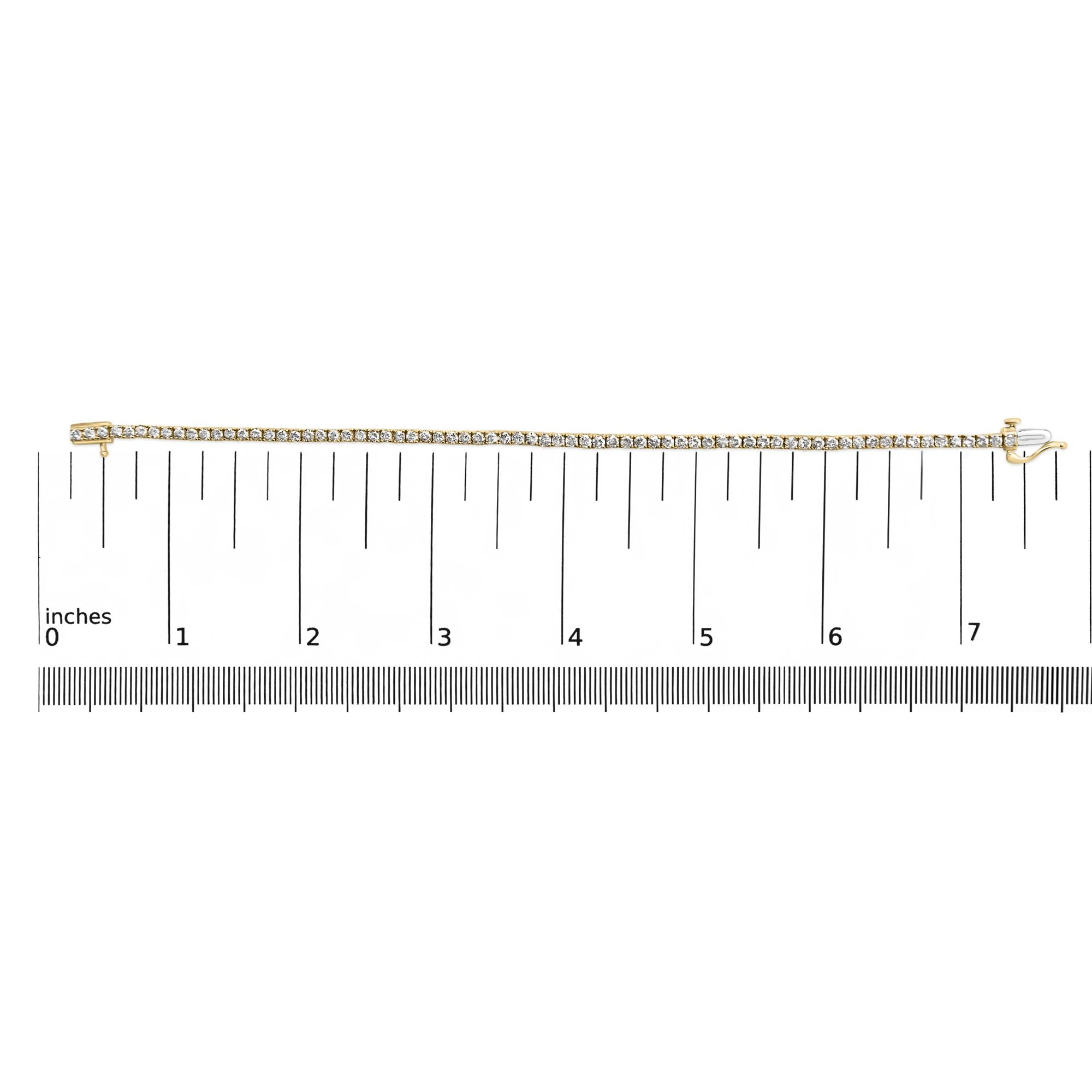 10K Yellow Gold 4.0 Cttw Natural Diamond Tennis Bracelet (K-L Color, I2-I3 Clarity)  - 7.25 " Inches
