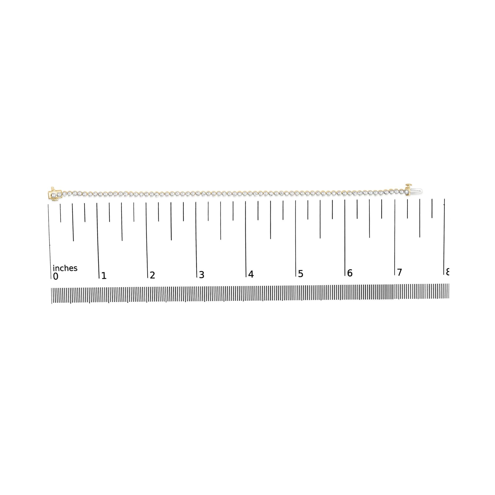 10K Yellow Gold Plated Sterling Silver 1.0 Cttw Round Diamond Tennis Bracelet