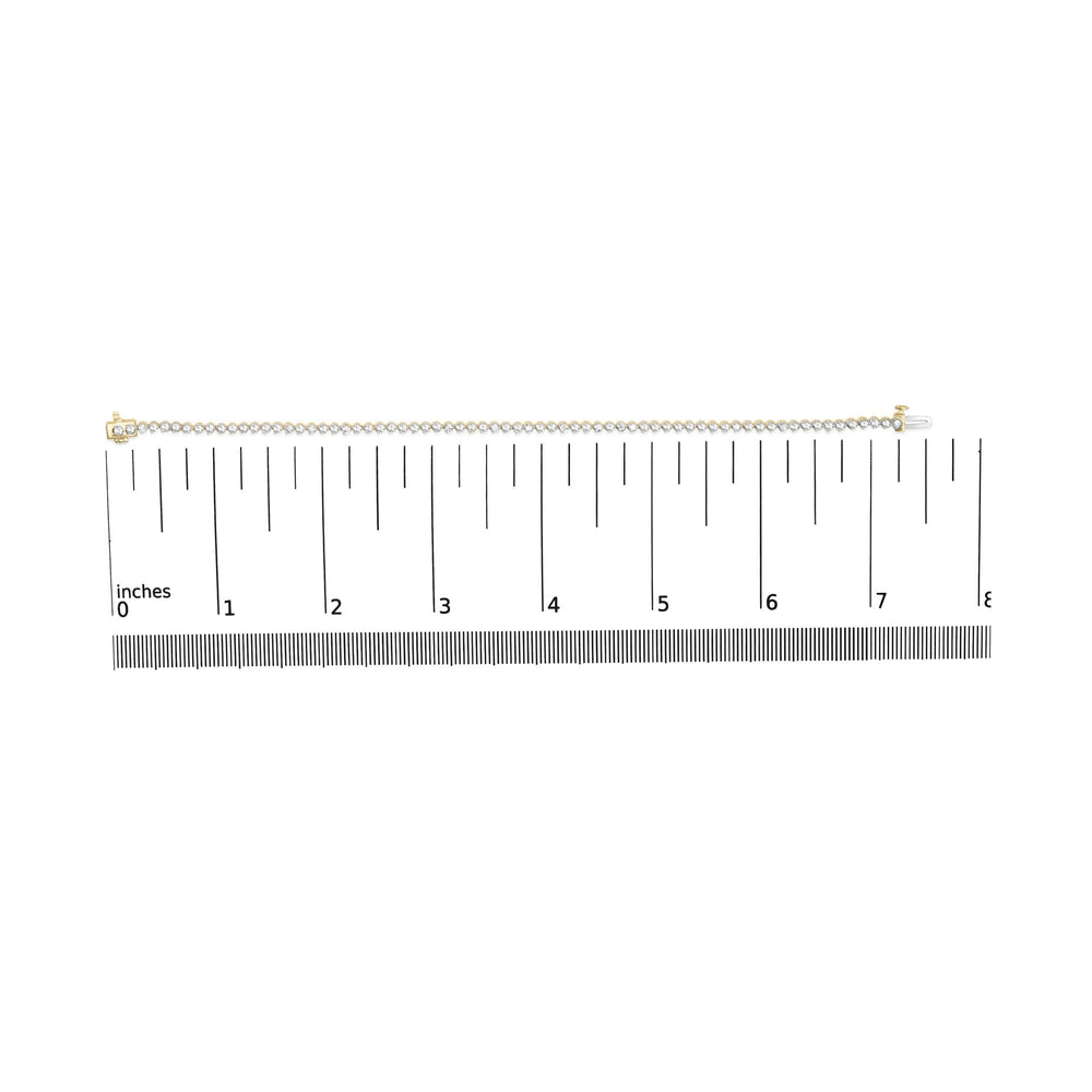 10K Yellow Gold Plated Sterling Silver 1.0 Cttw Round Diamond Tennis Bracelet