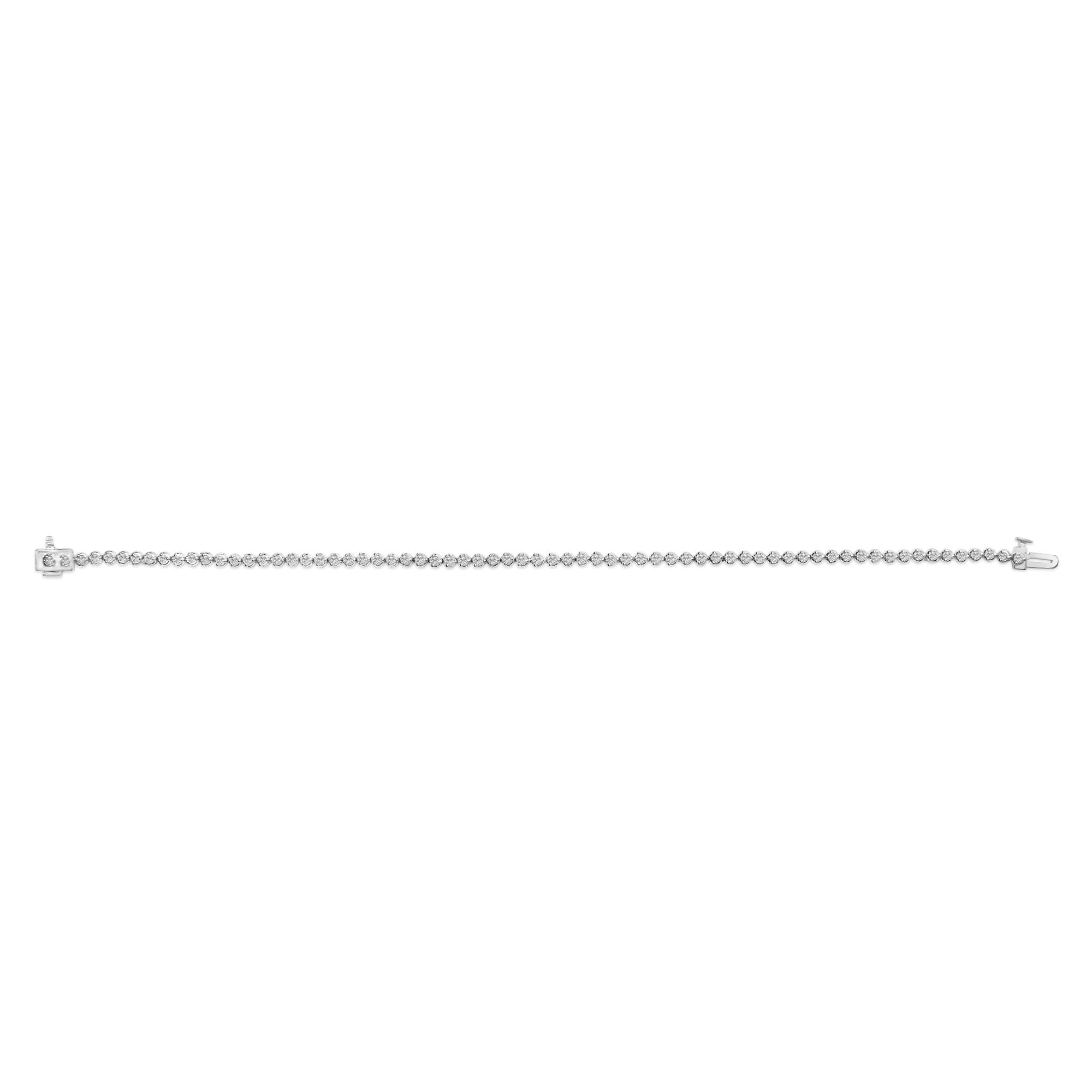 .925 Sterling Silver 2.0 Cttw Diamond 3 Prong Set Tennis Bracelet