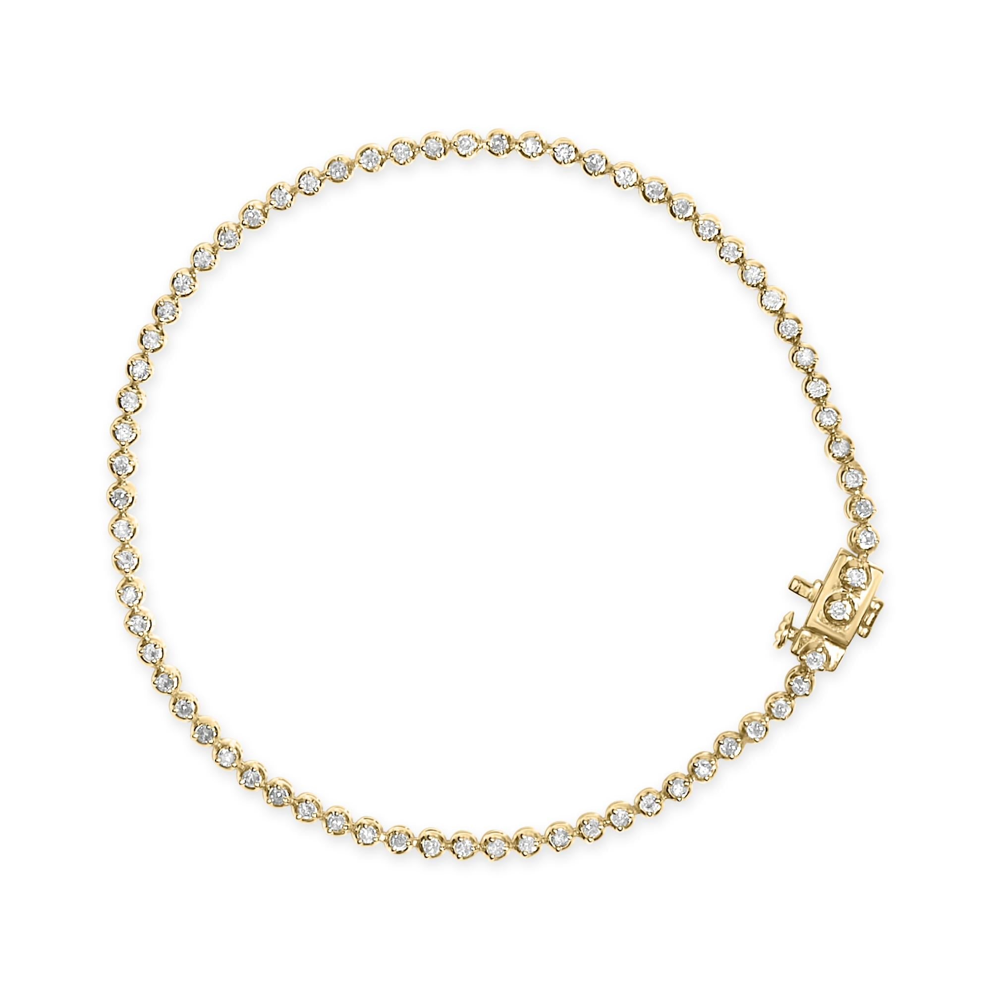 10K Yellow Gold Plated Sterling Silver 2.0 Cttw Diamond Classic Tennis Bracelet - 7.25" Inches