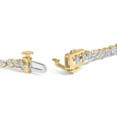 10K Yellow Gold Plated Sterling Silver 2.0 Cttw Diamond Classic Tennis Bracelet - 7.25" Inches