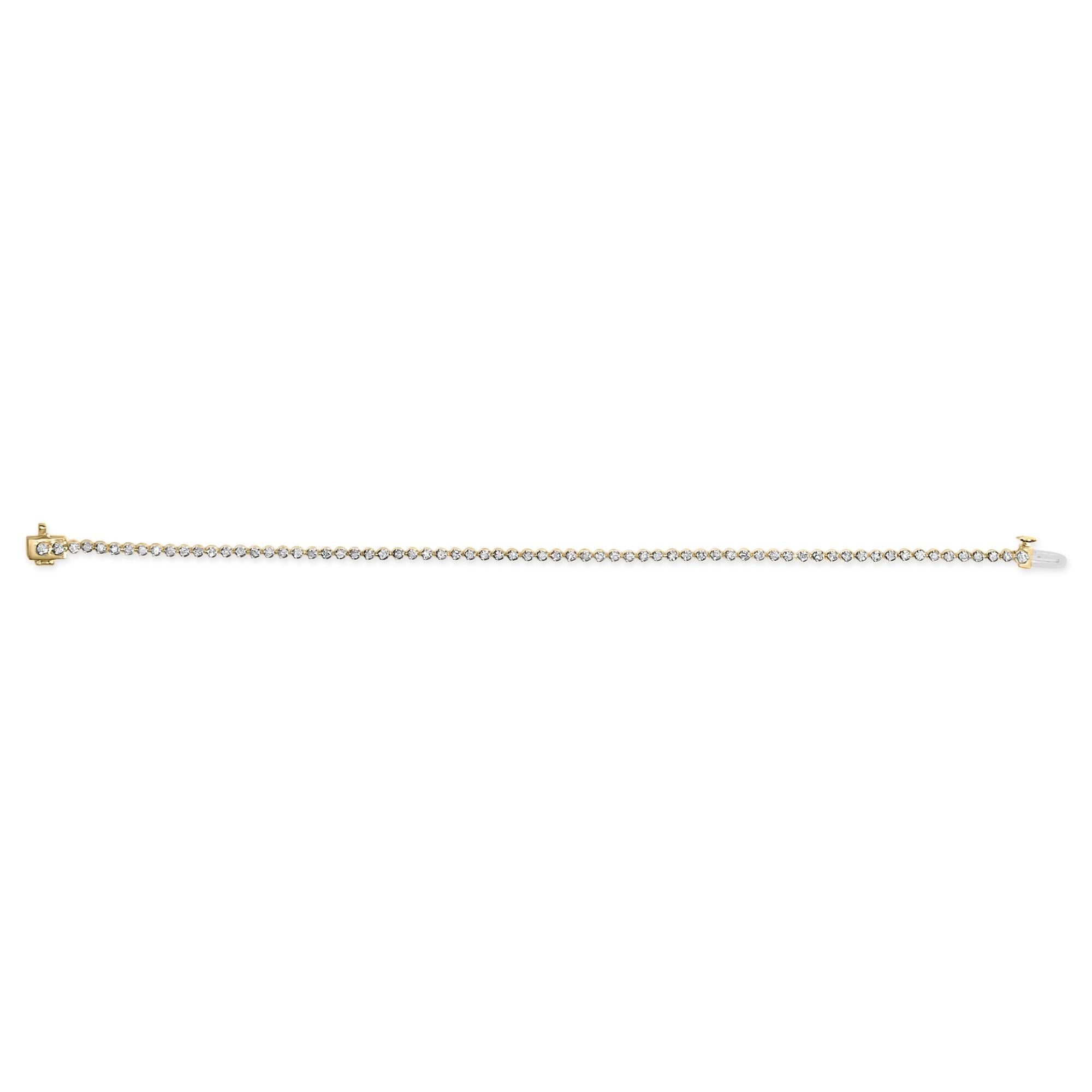 10K Yellow Gold Plated Sterling Silver 2.0 Cttw Diamond Classic Tennis Bracelet - 7.25" Inches