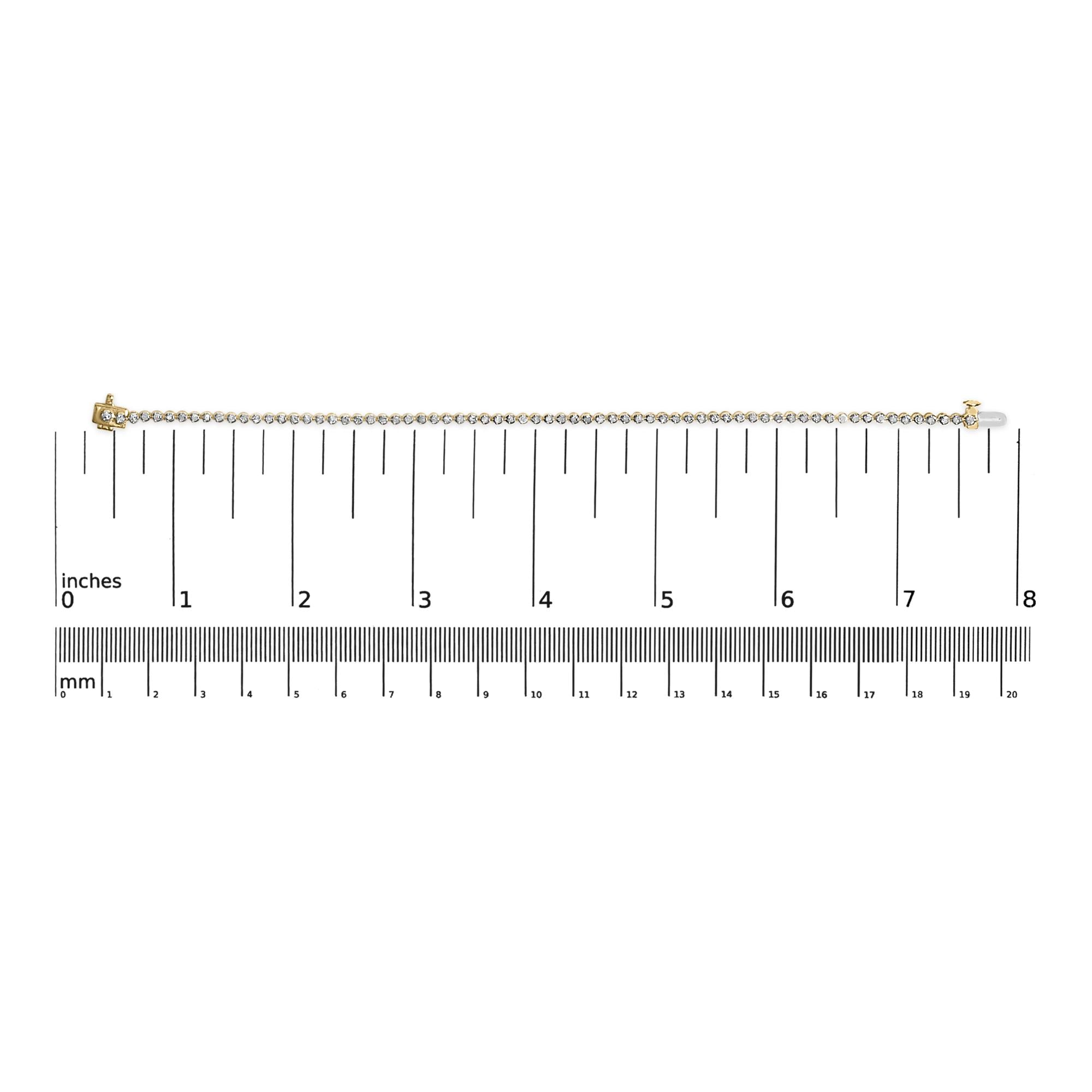 10K Yellow Gold Plated Sterling Silver 2.0 Cttw Diamond Classic Tennis Bracelet - 7.25" Inches