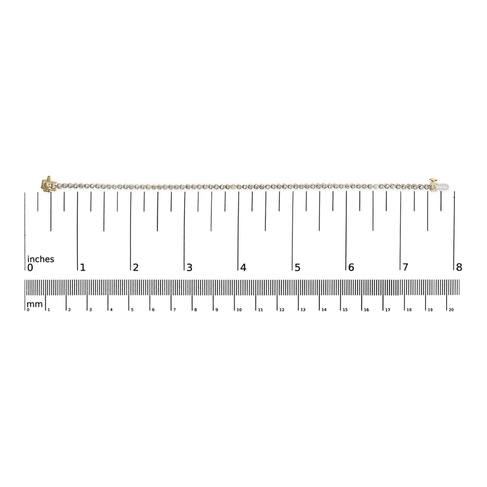 10K Yellow Gold Plated Sterling Silver 2.0 Cttw Diamond Classic Tennis Bracelet - 7.25" Inches