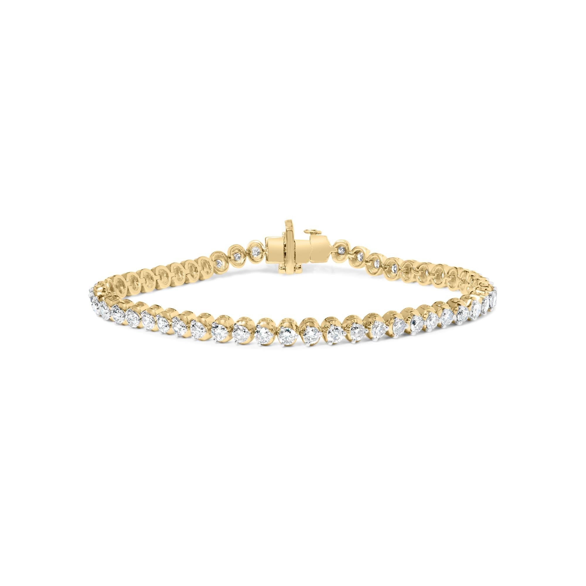 10K Yellow Gold 4.0 Cttw Lab Grown Diamond Tennis Bracelet