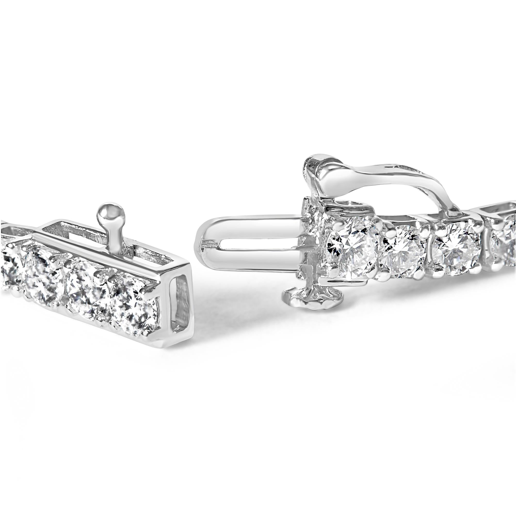 10K White Gold 6.00 Cttw Classic Natural Diamond Tennis Bracelet