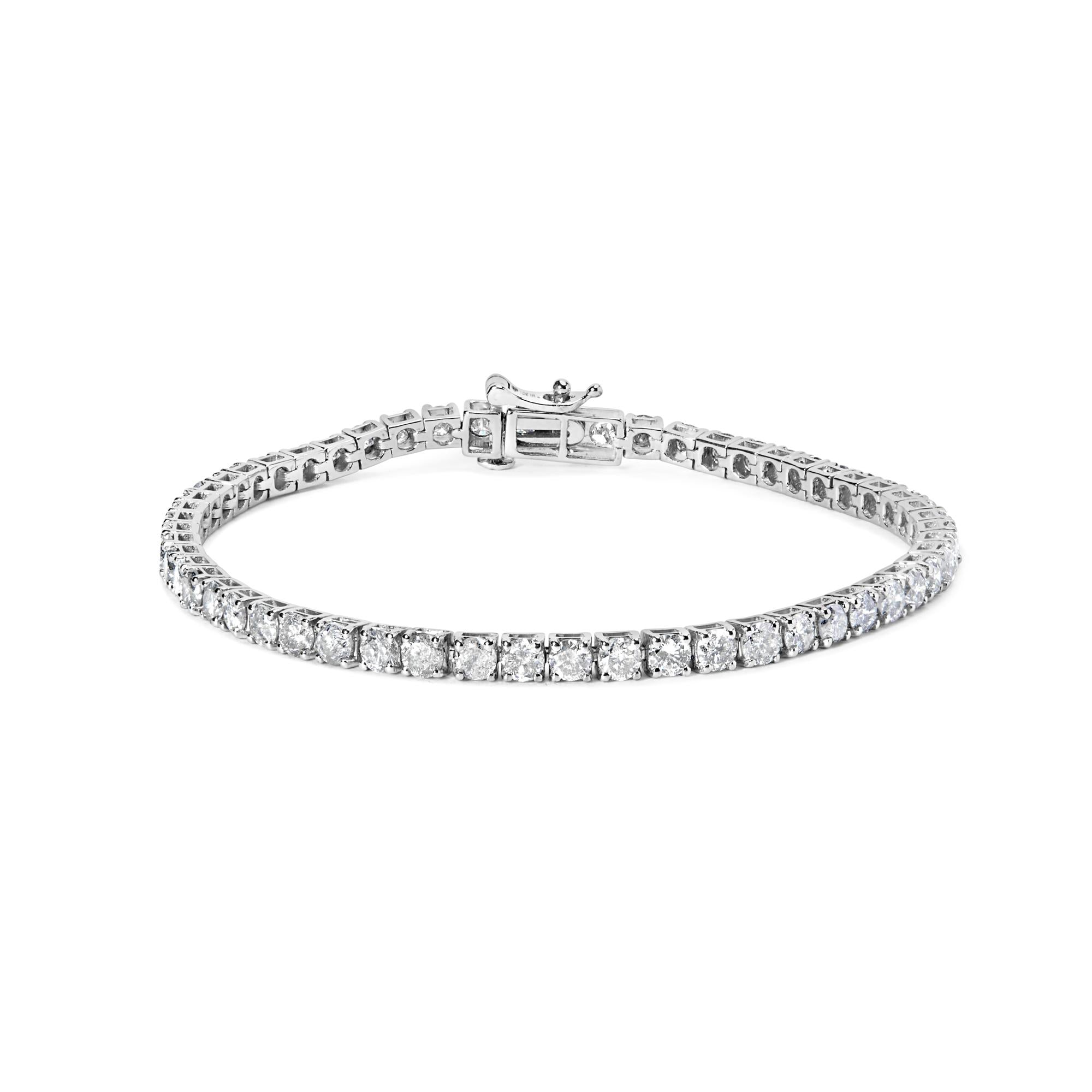 10K White Gold 6.00 Cttw Classic Natural Diamond Tennis Bracelet